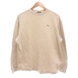 美品 カットソー 長袖 ワッフル 白ワニ ロゴ TH083J S グレージュ /MG