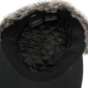 NEW ERA THE RANGE フライトキャップ 帽子 平つば フェイクファー L 黒 ブラック /MG