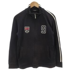トラックジャケット ブルゾン ジップアップ ワッペン ライン 2 黒 ブラック /FF