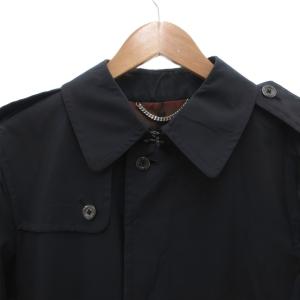 BURBERRY LONDON トレンチコート ダブル 裏地チェック チェーン ひざ丈 M 黒 ブラック /FF