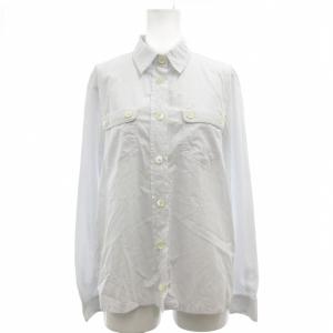 美品 シャツ 長袖 ストライプ  ポケットボタン デザイン S 白 ホワイト /MG