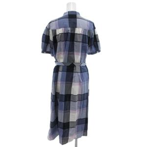 BLUE LABEL CRESTBRIDGE ワンピース 半袖 チェック ロング 38 青 ブルー /FF