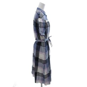 BLUE LABEL CRESTBRIDGE ワンピース 半袖 チェック ロング 38 青 ブルー /FF