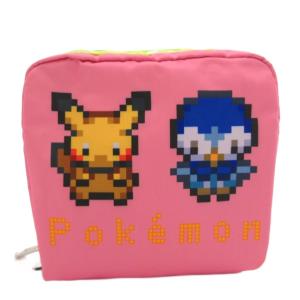 ×ポケモン MED SQUARE COSMETIC ポーチ インバッグ ピカチュウ ポッチャマ ピンク