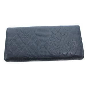 Vivienne Westwood 長財布 レザー エンボス オーブ ネイビー