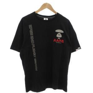 AAPE Tシャツ カットソー 半袖 両面プリント ロゴ XL 黒 ブラック /FF