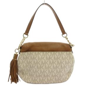 MICHAEL KORS ショルダーバッグ 肩掛け ロゴ タッセル チェーン 総柄 レザー 茶 ブラウン /FF