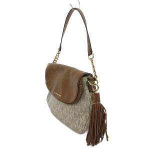 MICHAEL KORS ショルダーバッグ 肩掛け ロゴ タッセル チェーン 総柄 レザー 茶 ブラウン /FF