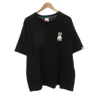 Tシャツ カットソー 半袖 プリント うさぎ ブヨブヨ XXL 黒 ブラック /FF