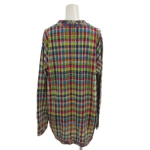 MISSONI セットアップ ニット カーディガン 長袖 スカート イージー 膝丈 スリット チェック M 44 マルチカラー
