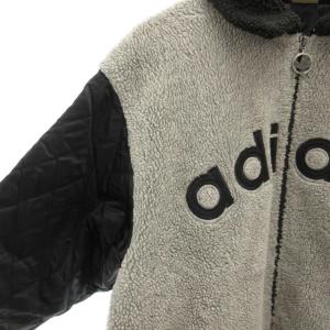 adidas Originals ヴィンテージ 80s-90s ボア中綿ジャケット キルティング 切替 ジップアップ M-L 黒 ブラック