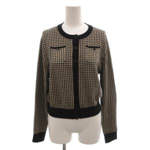 コットンカシミヤ ギンガムチェックカーディガン F ブラウン