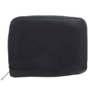 ダブルウォレット DOUBLE WALLET 二つ折り財布 コンパクト ラウンドジップ レザー 紺 ネイビー