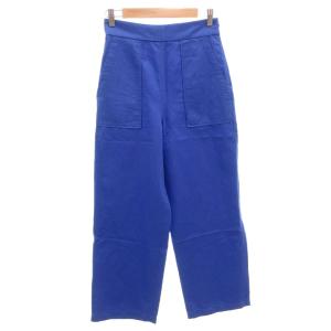24SS コットンリネンツイル ストレートパンツ 36 青 ブルー /FF