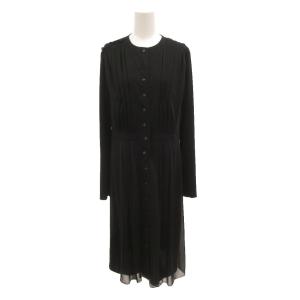 COLLECTION シャツワンピース 長袖 光沢 ミモレ ロング 40 黒 ブラック /JS