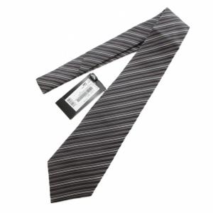 EMPORIO ARMANI タグ付き ネクタイ シルク 総柄 ストライプ グレー /MG