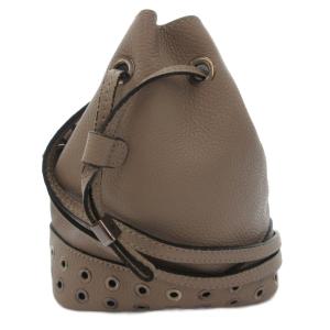GIANNI CHIARINI ショルダーバッグ 巾着 ドロスト レザー スタッズ 茶 ブラウン /FF