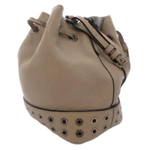 GIANNI CHIARINI ショルダーバッグ 巾着 ドロスト レザー スタッズ 茶 ブラウン /FF