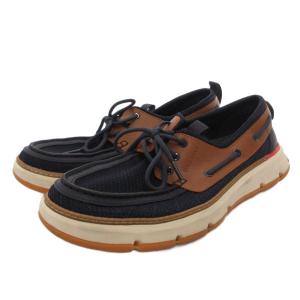 4.ゼログランド レガッタ デッキシューズ スニーカー US8.5 紺 ネイビー 茶 ブラウン C37930