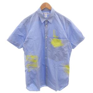 24SS シャツ ペイント加工 M ブルー FM-B034