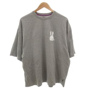 Tシャツ カットソー 半袖 うさぎ プリント ロゴ 3 グレー /FF