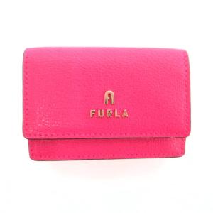 美品 三つ折り財布 ウォレット レザー ロゴ金具 ピンク /JS