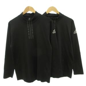 2点セット Tシャツ カットソー 長袖 モックネック スポーツウェア ストレッチ L 黒 ブラック /FF