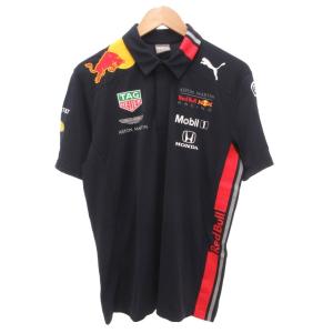 ASTON MARTIN RED BULL RACING ポロシャツ 半袖 プリント M 紺 ネイビー