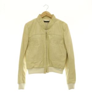 LEATHER ジャケット リブニット 36 クリーム色 172969