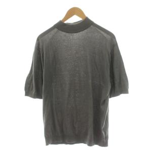 ニット カットソー 半袖 モックネック コットン グレー /AN