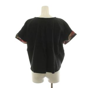 BLUE LABEL CRESTBRIDGE カットソー 半袖 袖チェック 38 黒 ブラック 55P15-778-09 /AN