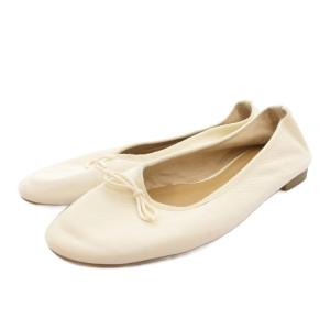 idea バレエシューズ フラット レザー リボン ホワイト 23.5 /FF