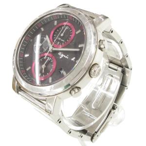 agnes b. 腕時計 7T92-0NL0 アナログウォッチ クォーツ クロノグラフ カレンダー シルバーカラー 文字盤ブラック