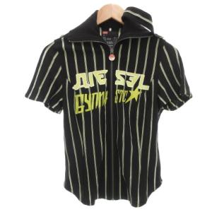 Tシャツ 半袖 S 黒 ブラック ジップアップ スター ロゴデザイン /AE