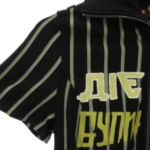 DIESEL Tシャツ 半袖 S 黒 ブラック ジップアップ スター ロゴデザイン /AE