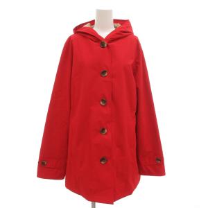 ロングコート フード 裏地チェック M 赤 レッド /GV