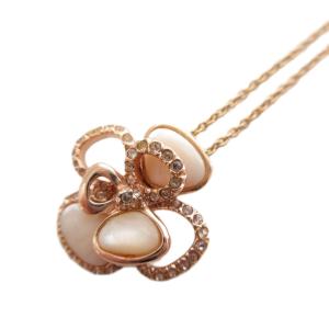 VENDOME ブティック シェル ローズ ネックレス ペンダント ビジュー ピンクゴールド色メッキ /FF