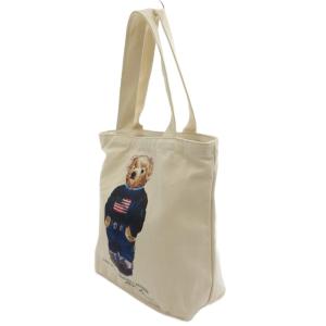 RALPH LAUREN POLO BEAR トートバッグ 手提げ 肩掛け ポロベア キャンバス 白 ホワイト AA /FF