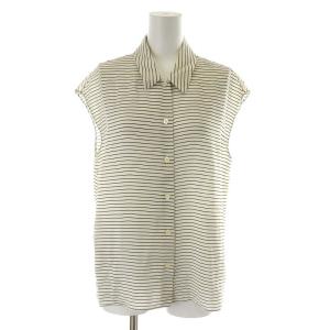 カットソー ノースリーブ ボーダー 44 L 白 ホワイト 黒 ブラック