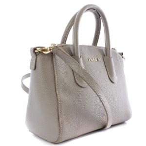 FURLA TESSA ショルダーバッグ ハンドバッグ 2way ロゴ レザー グレー