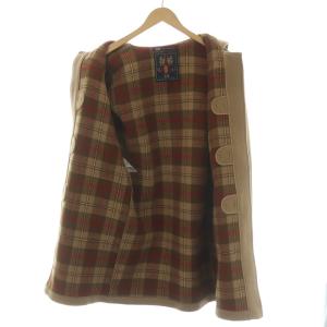 GLOVERALL ダッフルコート ロング 英国製 トグルボタン フード 裏地チェック ウール ブラウン ベージュ