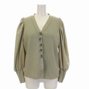 21SS パワショルニット カーディガン Vネック 長袖 36 S 薄緑 ミントグリーン