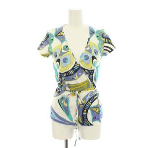 カットソー カシュクール 半袖 総柄 ストレッチ イタリア製 マルチカラー