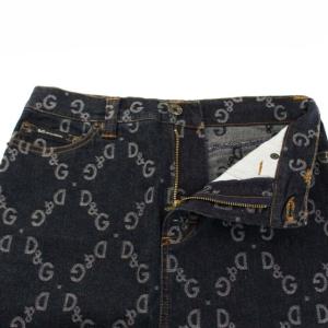 D&G デニムスカート タイト ひざ丈 ロゴ スリット 24/38 ネイビー
