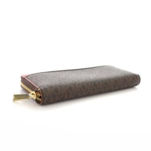 MICHAEL KORS 長財布 ラウンドファスナー ロゴ レザー バイカラー ブラウン レッド