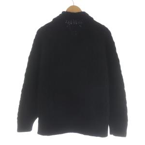 FREAK'S STORE カーディガン ケーブルニット 長袖 ウッドボタン 襟あり ウール M ブラック