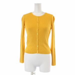 SILK RIB カーディガン リブニット クルーネック 絹 シルク 長袖 XS 黄色 イエロー KRTOYS0001