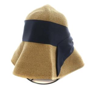 Athena New York 麦わら帽子 ハット リボン ベージュ 紺 ネイビー