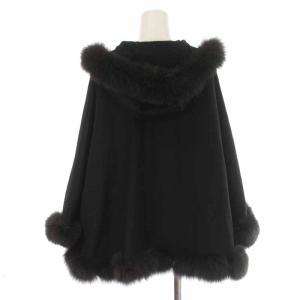 SAGA FOX ファーコート ポンチョコート フード カシミヤ M L 黒 ブラック  J-6690