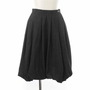 フレアスカート プリーツスカート ジップフライ ひざ丈 34 S グレー